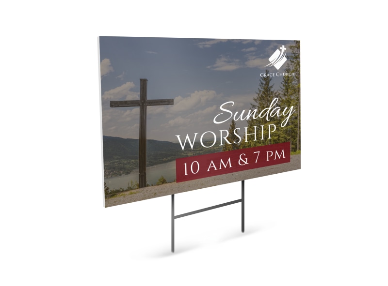 sunday worship church service yard sign template mycreativeshop