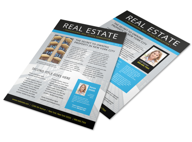Blue Real Estate Newsletter Template Mycreative Blue Real Estate Newsletter Template