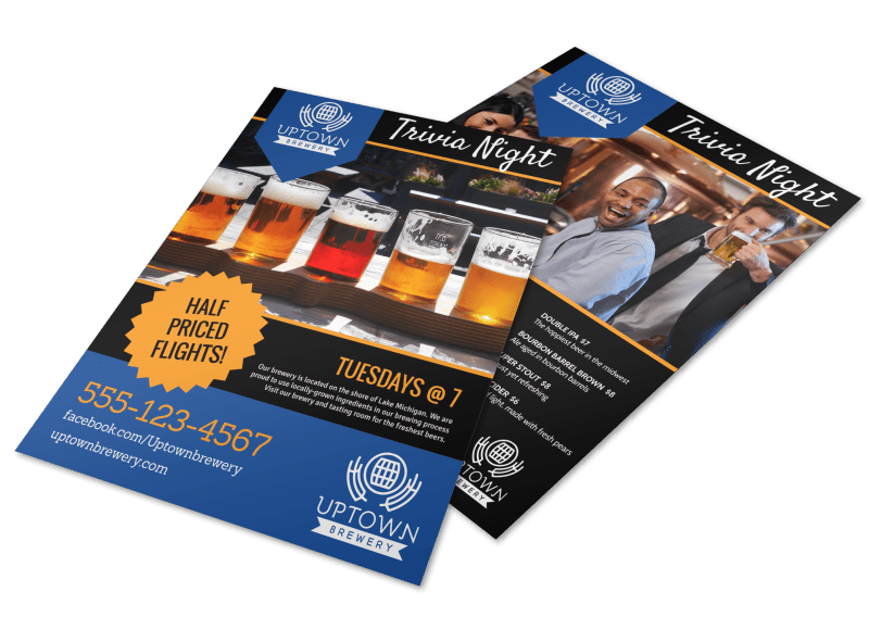brewery trivia night flyer template trivia flyer template