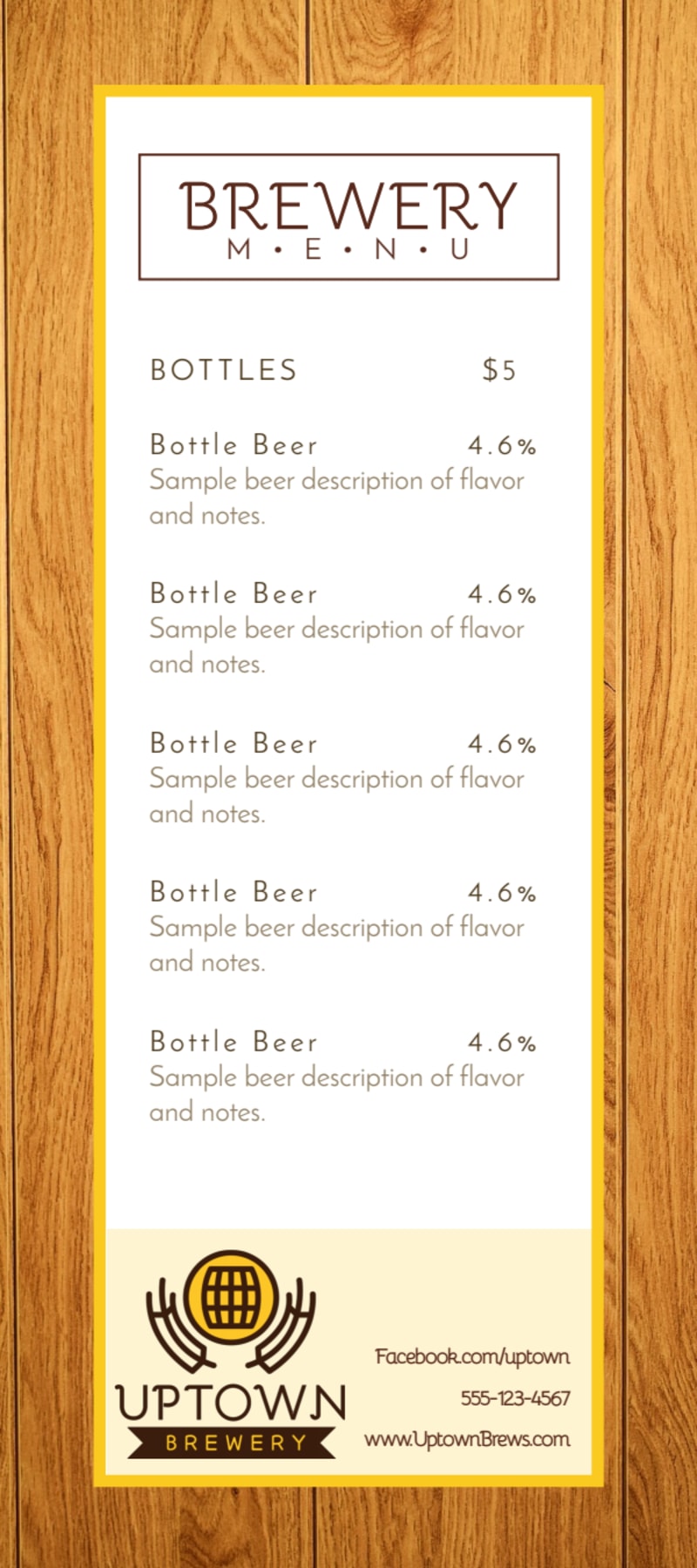Brewery Menu Template