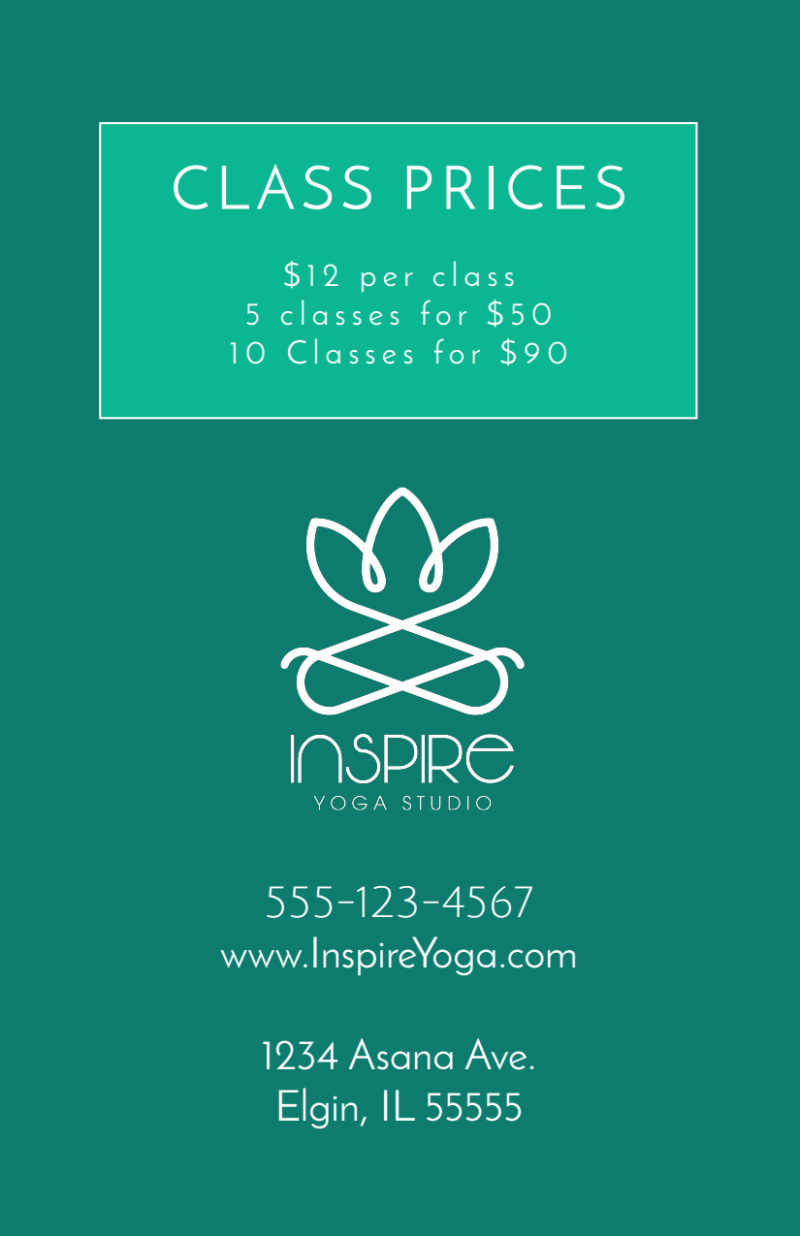 Yoga Class Prices Flyer Template