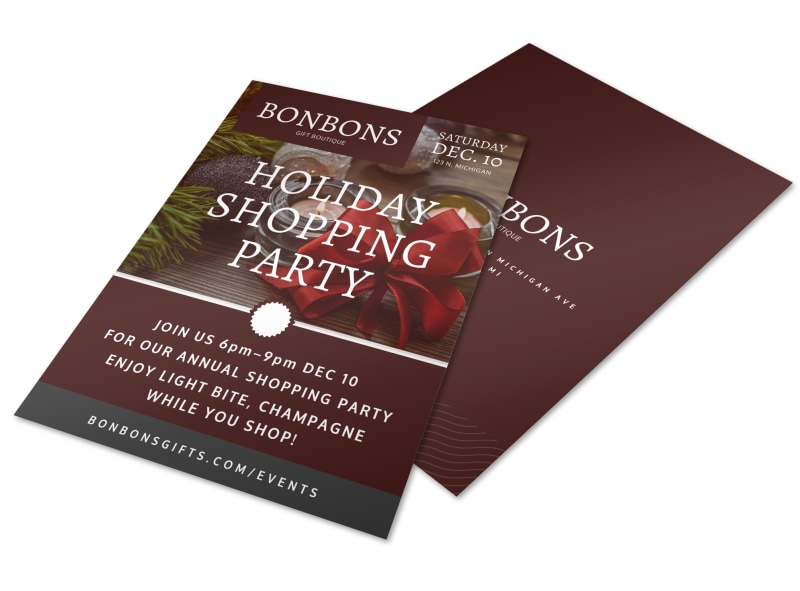 holiday shopping party flyer template mycreativeshop holiday shopping party