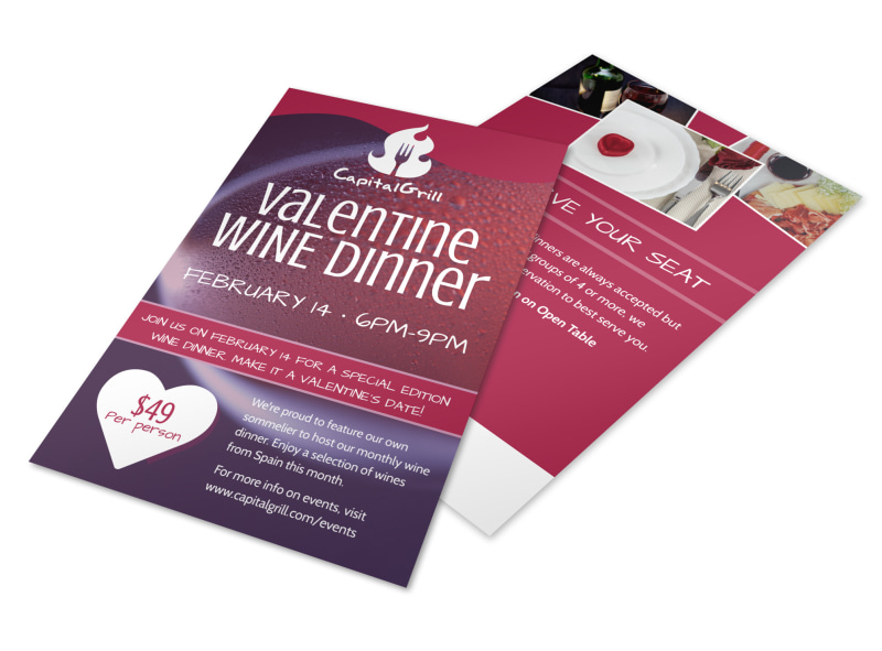 valentine s wine dinner flyer template mycreativeshop