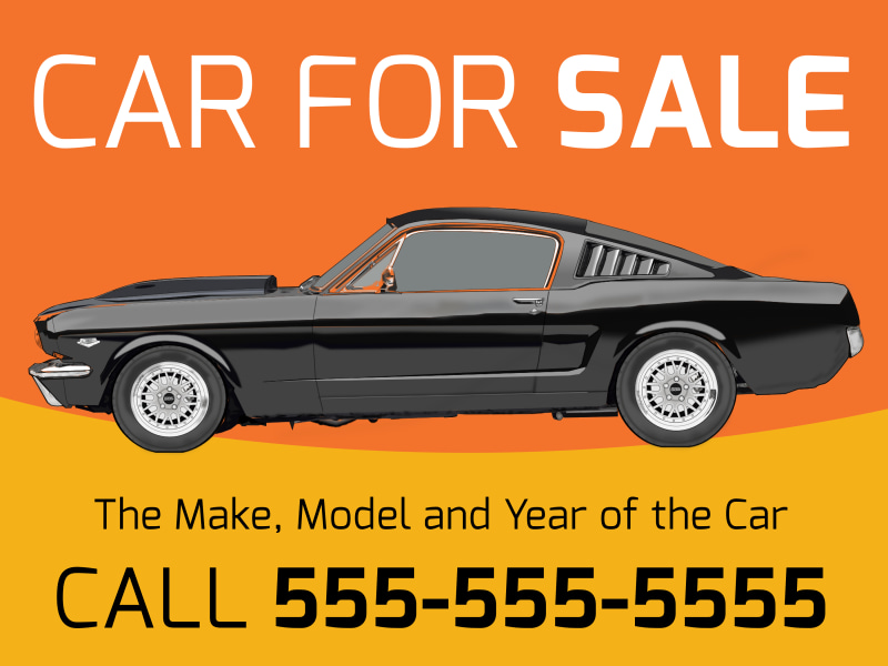 Custom Car For Sale Yard Sign Template