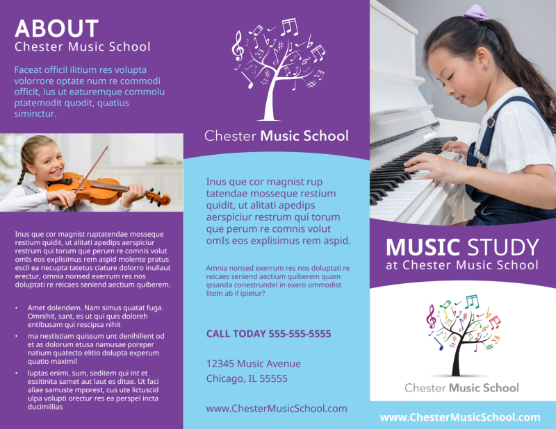 Music Study School Tri-Fold Brochure Template