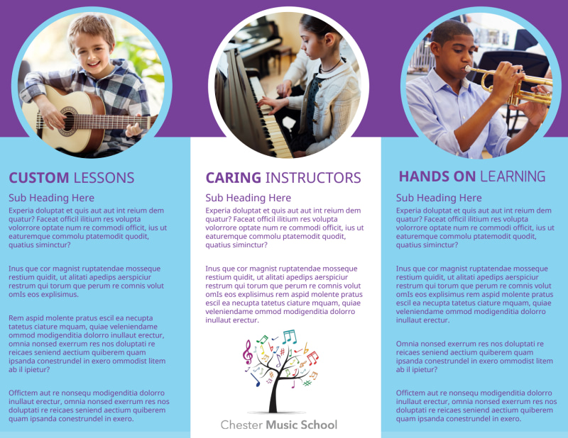 Music Study School Tri-Fold Brochure Template