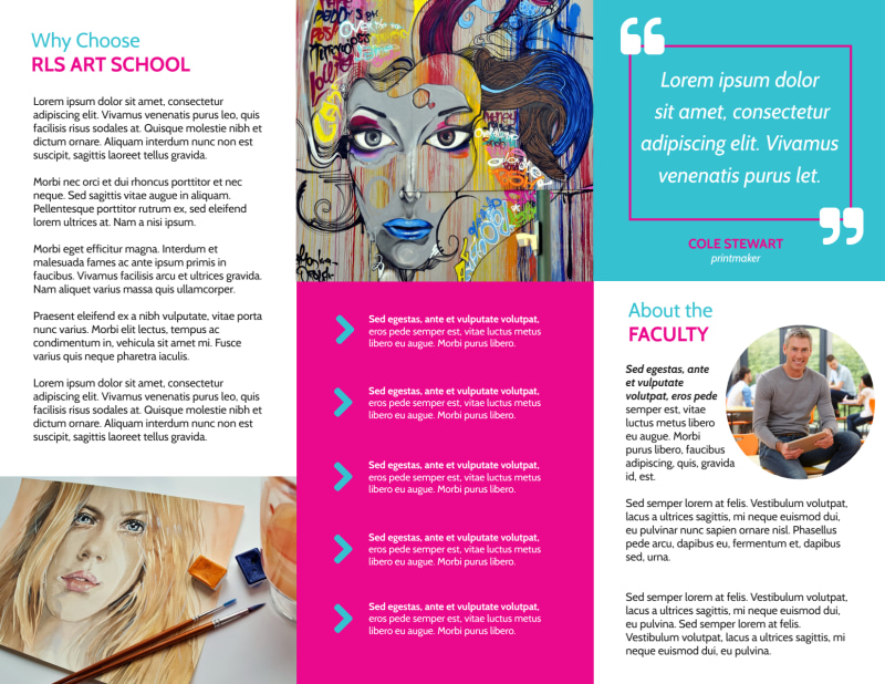 Awesome Art School Tri-Fold Brochure Template