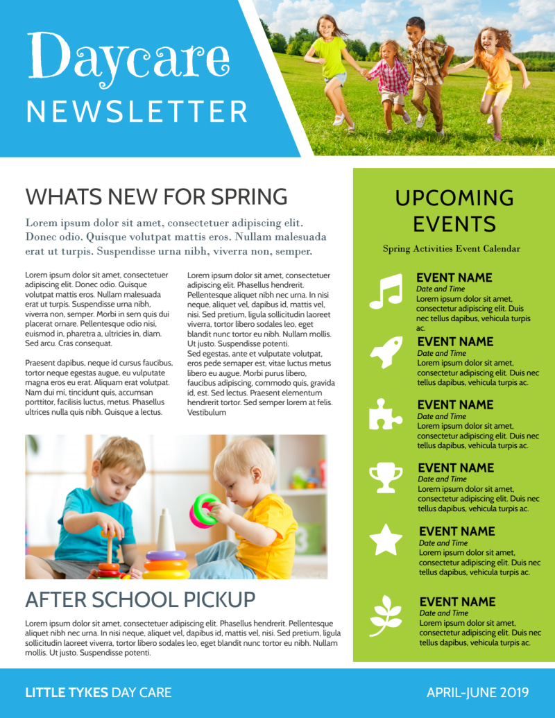 Classic Daycare Newsletter Template MyCreativeShop