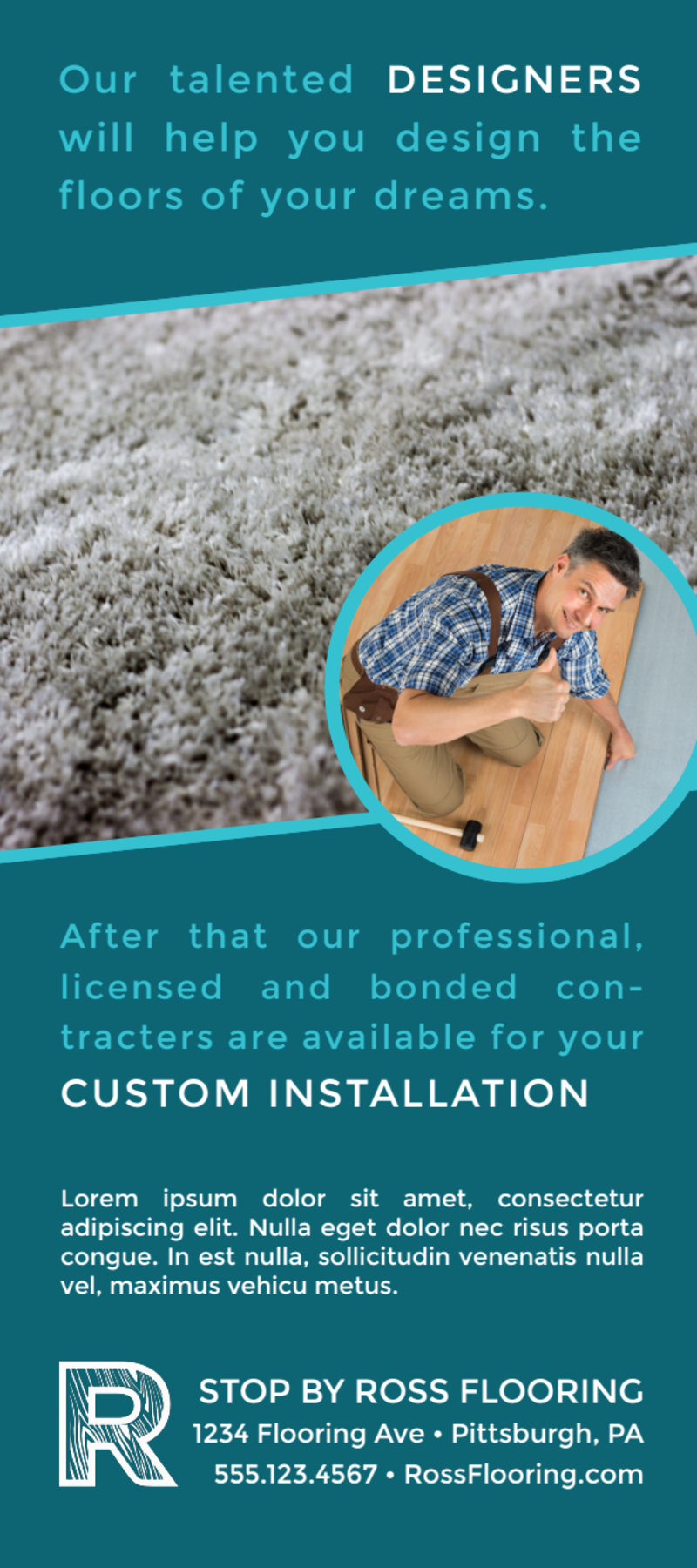 Teal Flooring Advertising Flyer Template