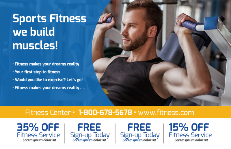 Sports Fitness Postcard Template