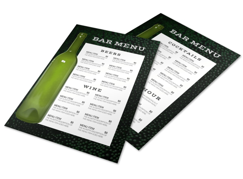 Bottle Bar Menu Template