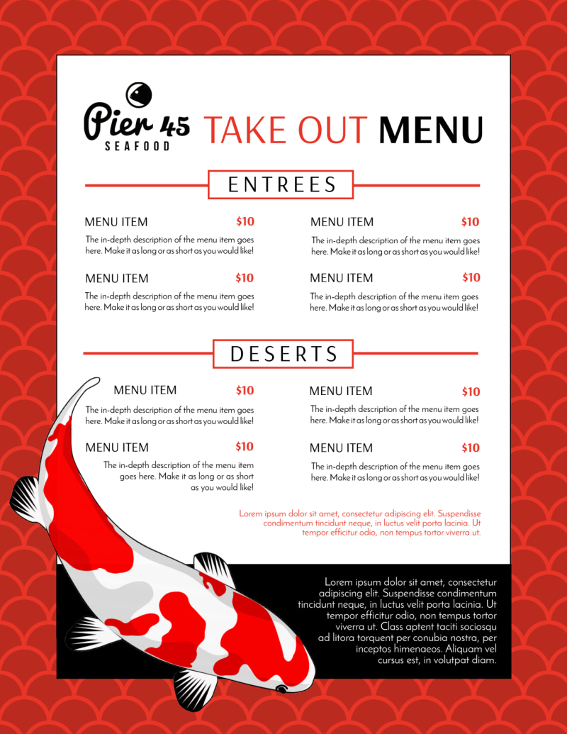Take Out Menu Template