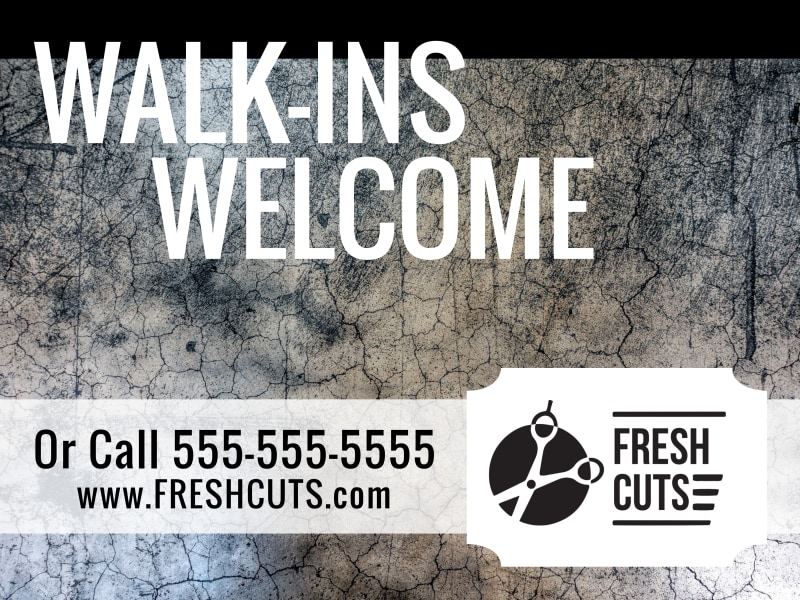 Hair Salon Walk-Ins Yard Sign Template