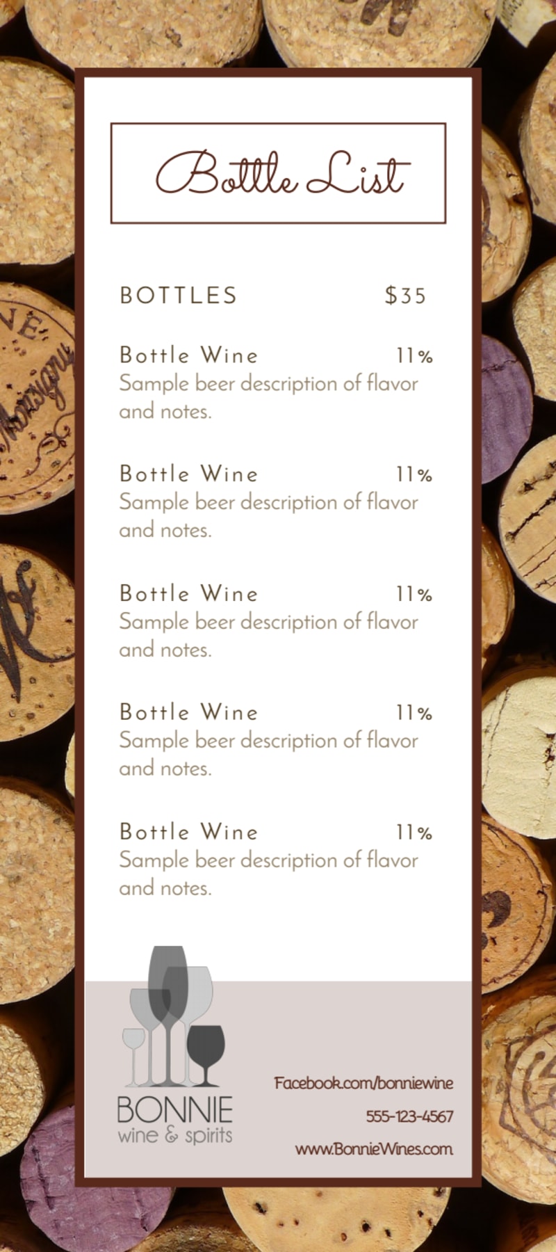 Wine Glass Menu Template