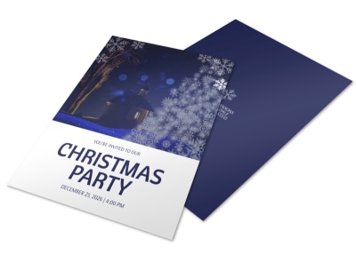 Blue Christmas Party Flyer Template preview
