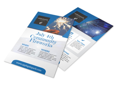 July Community Fireworks Flyer Template preview