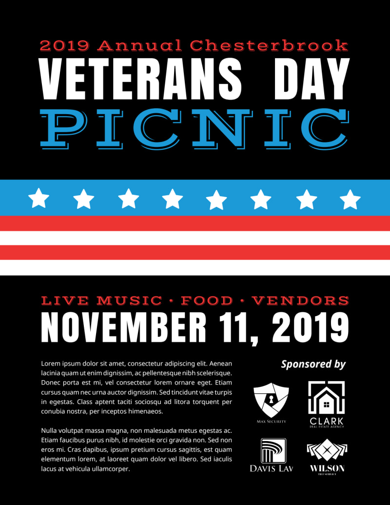 Annual Veterans Day Picnic Flyer Template