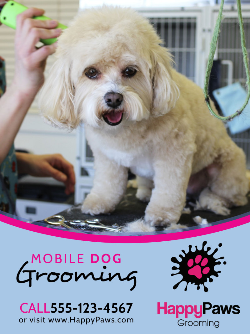 Mobile Dog Grooming Poster Template