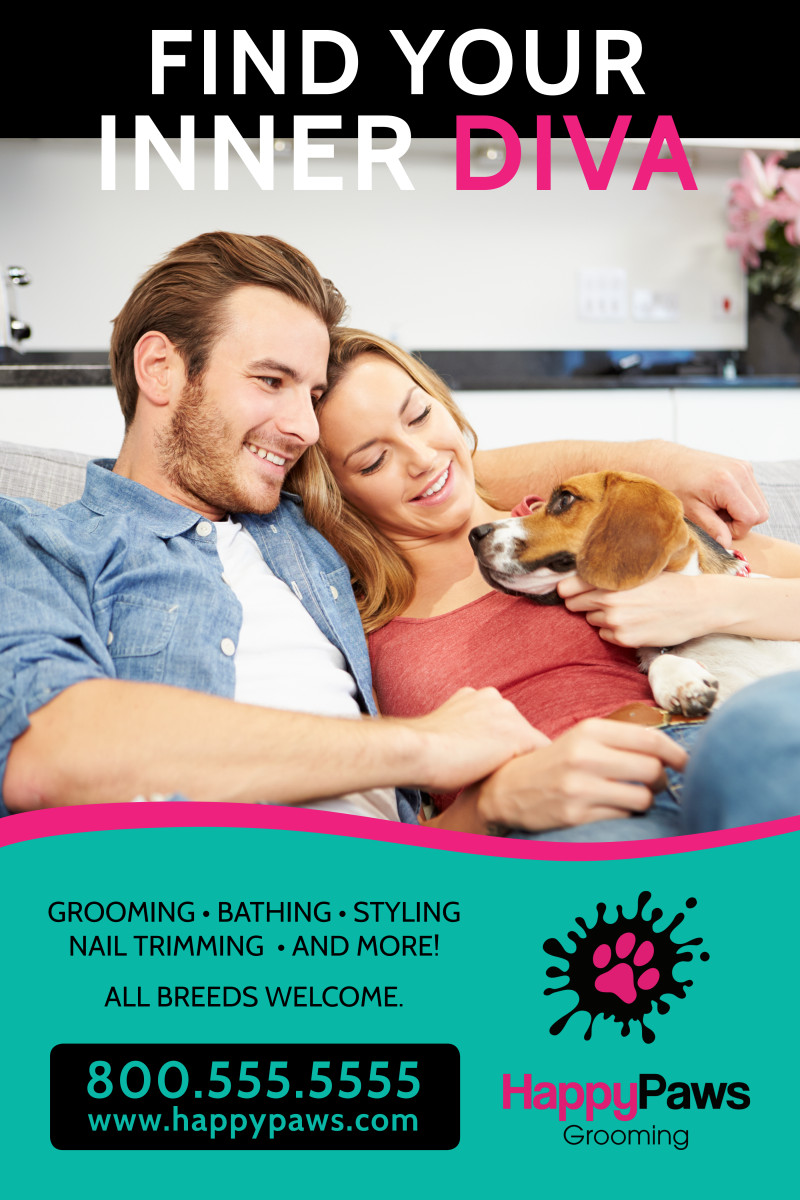Diva Dog Grooming Poster Template