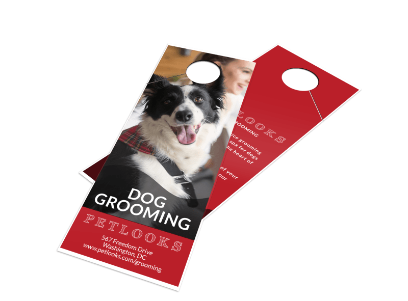 Red Dog Grooming Door Hanger Template