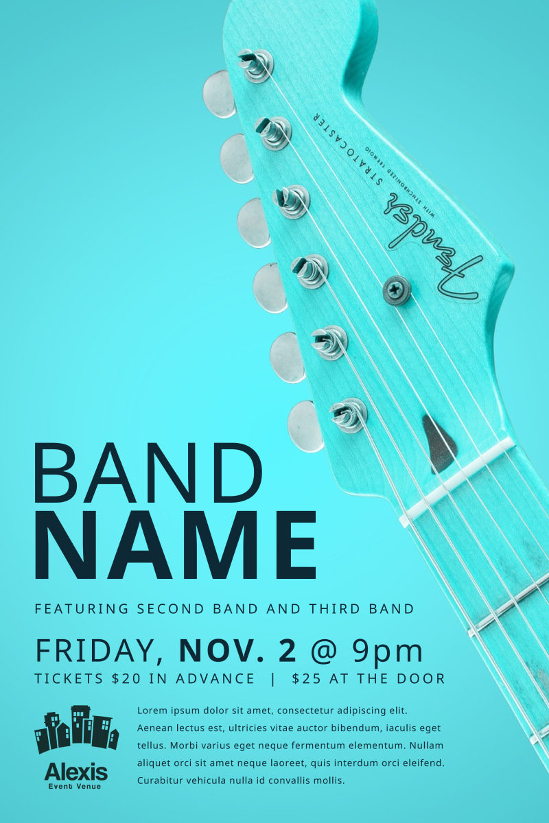 Teal Band Name Poster Template