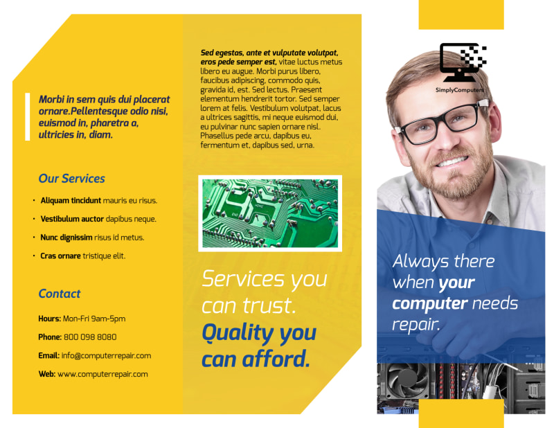 Classic Computer Repair Tri-Fold Brochure Template