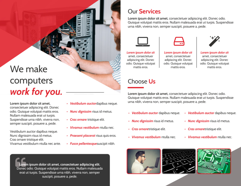 Red Computer Repair BiFold Brochure Template