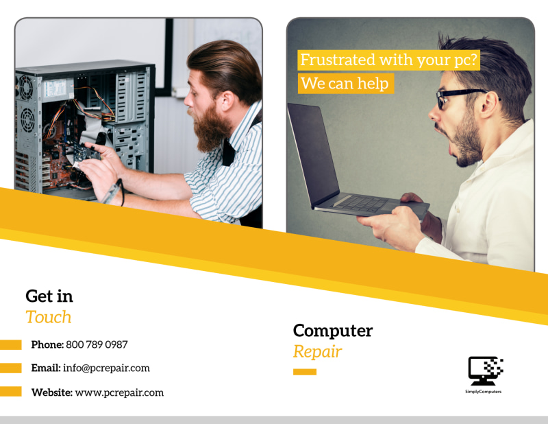 Pro Computer Repair BiFold Brochure Template