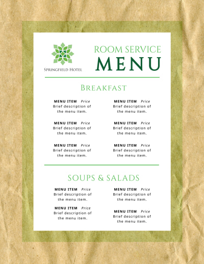 Hotel Menu Templates MyCreativeShop