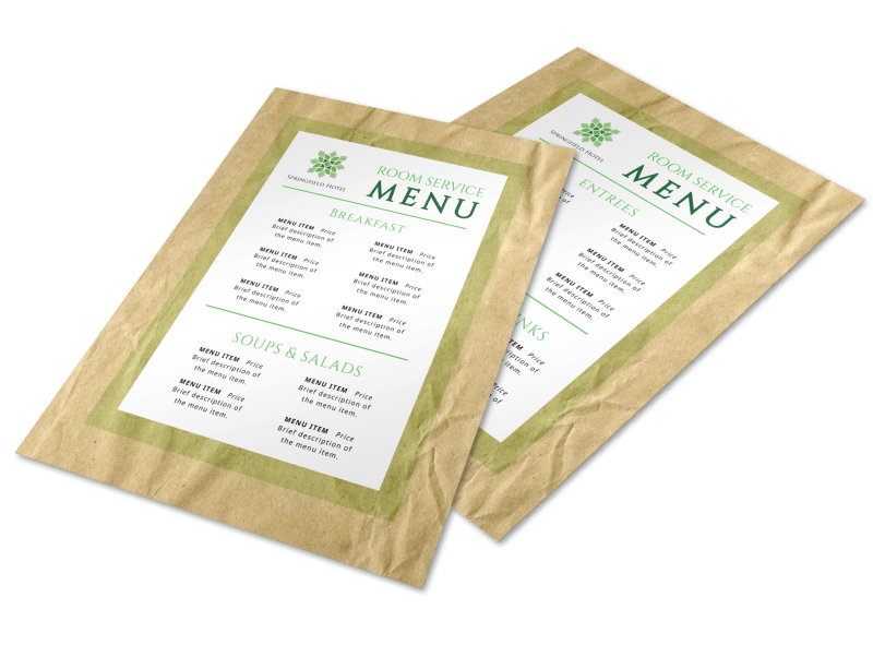 Room Service Hotel Menu Template Preview 1