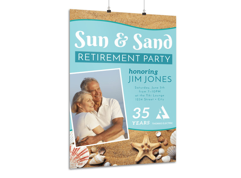 Beach Retirement Party Poster Template