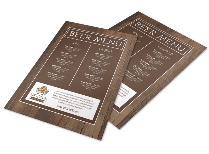 Simple Beer Menu Template