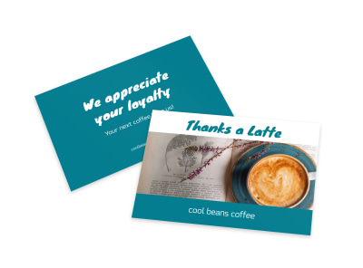 Thanks A Latte Card Template preview