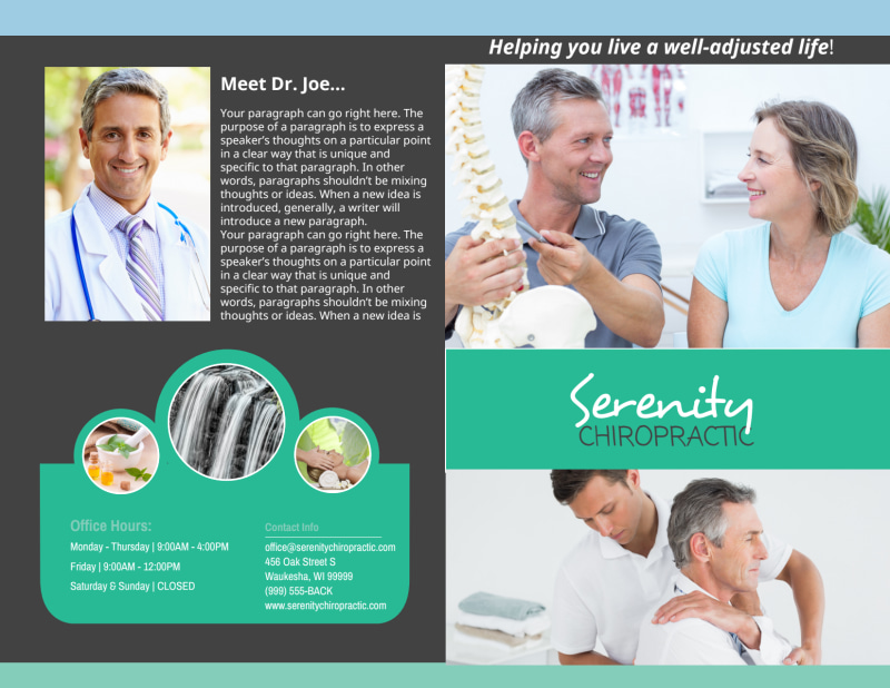 Chiropractic Serenity Bi-Fold Brochure Template