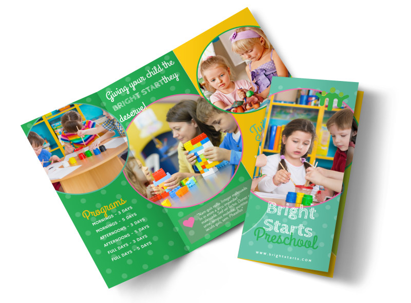 Bright Preschool TriFold Brochure Template