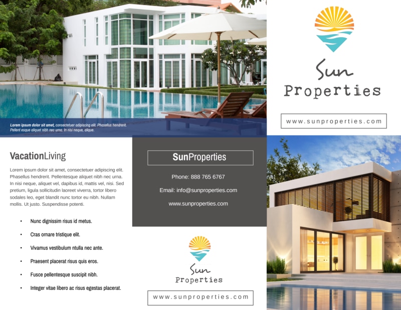 Sun Property Management TriFold Brochure Template