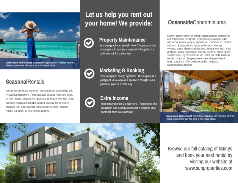 Sun Property Management TriFold Brochure Template