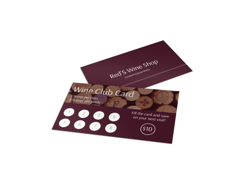Wine Club Loyalty Punch Card Template
