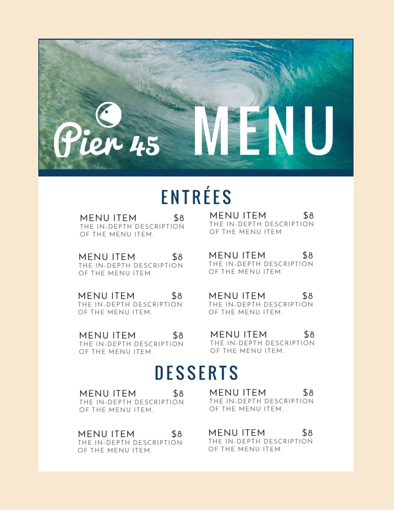 Ocean Restaurant Menu Template MyCreativeShop
