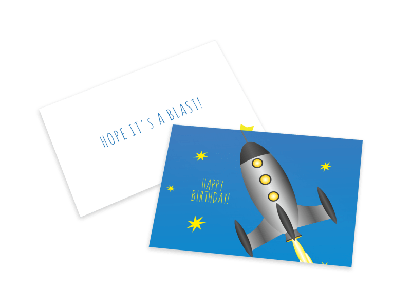 Spaceship Birthday Card Template | MyCreativeShop