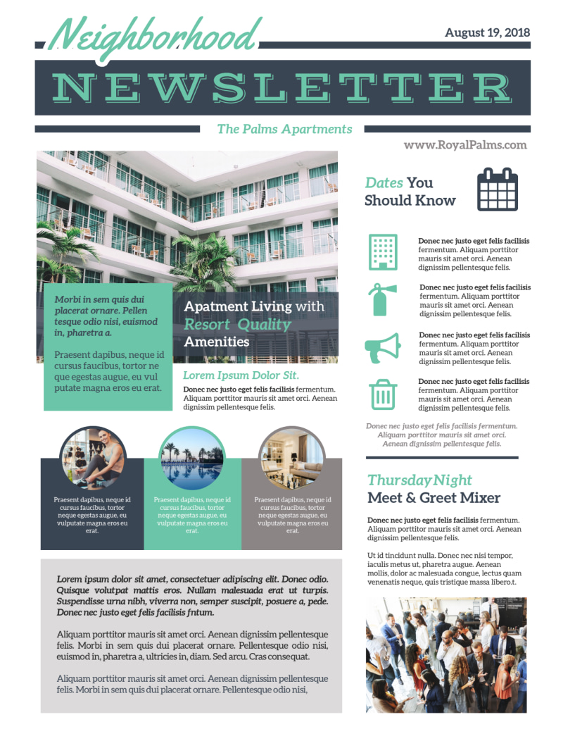 Neighborhood Apartment Newsletter Template MyCreativeShop