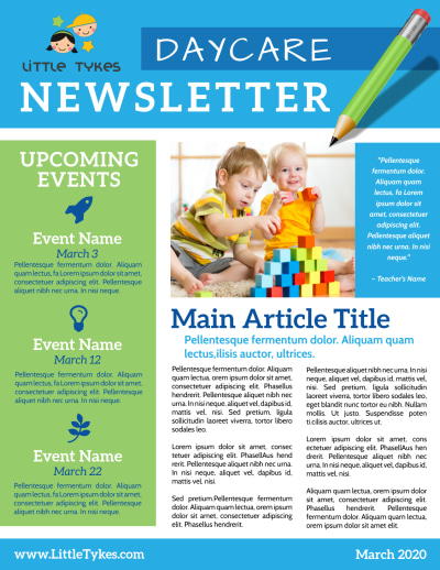 Child Care Newsletter Templates MyCreativeShop