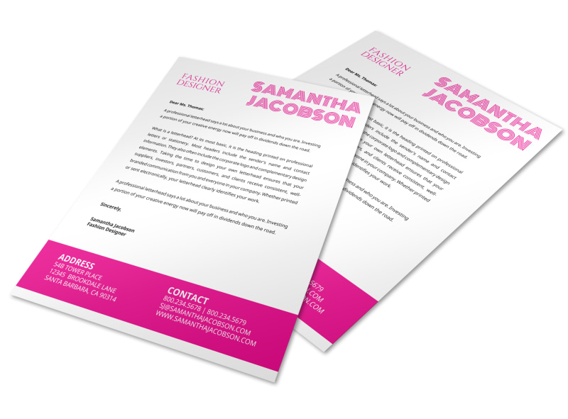 Pink Designer Letterhead Template