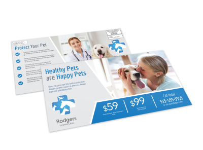 Healthy Pet Vet Service EDDM Postcard Template preview