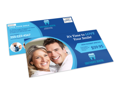 Blue Dental EDDM Postcard Template preview