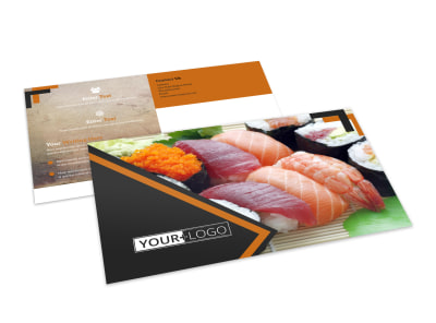 Outstanding Sushi Restaurant Postcard Template preview