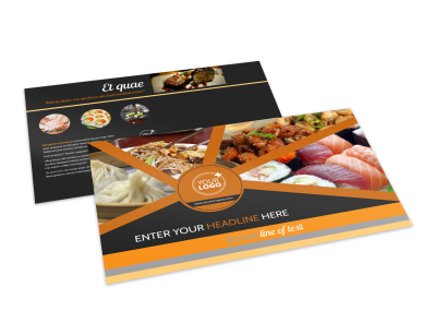 Asian Fusion Restaurant Postcard Template preview