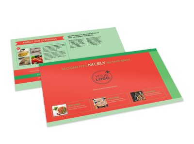 Pizza Restaurant Menu Postcard Template preview