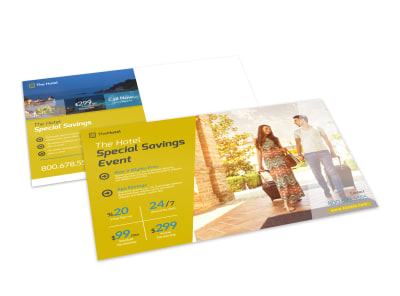 Hotel Savings Event Postcard Template preview