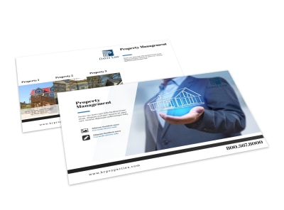 Black & White Property Management Postcard Template preview